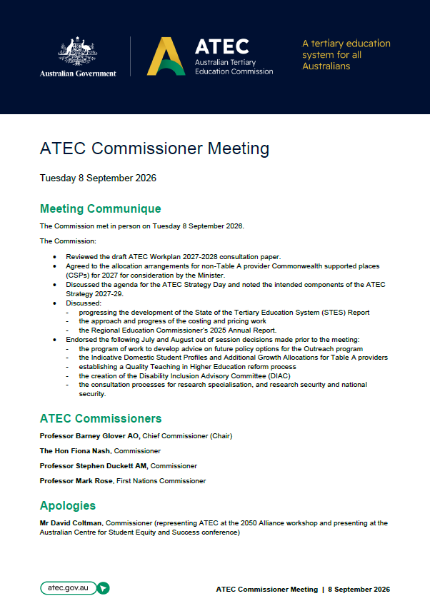 Communique Meeting 8 September 2026