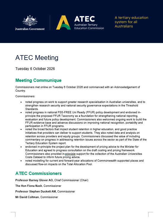 ATEC Meeting 6 October 2026.