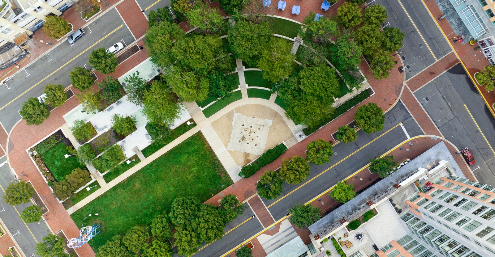 Aerial view of a university campus